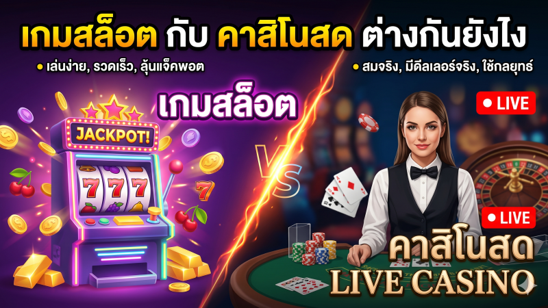 เกมสล็อตกับคาสิโนสดต่างกันยังไง